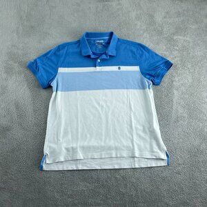 Izod Advantage Performance Stretch Polo Shirt XL Blue & White Mens Top 5378
